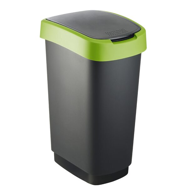 Twist Afvalbak 50 liter zwart/groen | HOFI Totaal | 528878